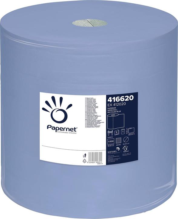 Actual product image Papernet Cleaning cloth roll Industrie 3-ply blue 360 m 37.3x36 cm, 1000 tears per roll, 1 roll (1 x)