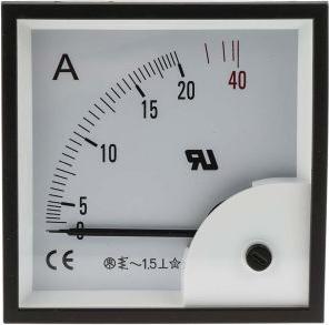 Actual product image Rs Pro AC Ammeter 96x96 90 deg 0-20/40A