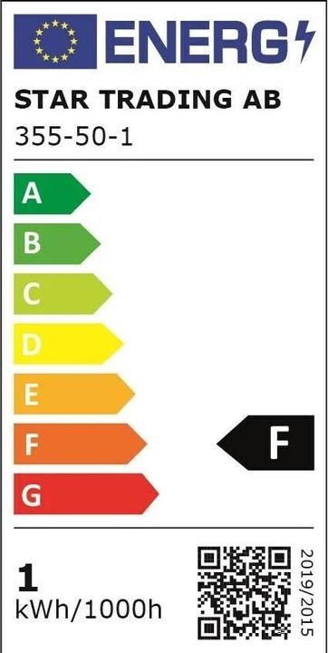 Label énergétique Star Trading Lampe Plain Amber (E27, 0.75 W, 80 lm, 1 x, F)