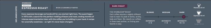 Produktbild Starbucks Decaffeinated Espresso Roast by Nespresso Dark Roast (10 x Port.)
