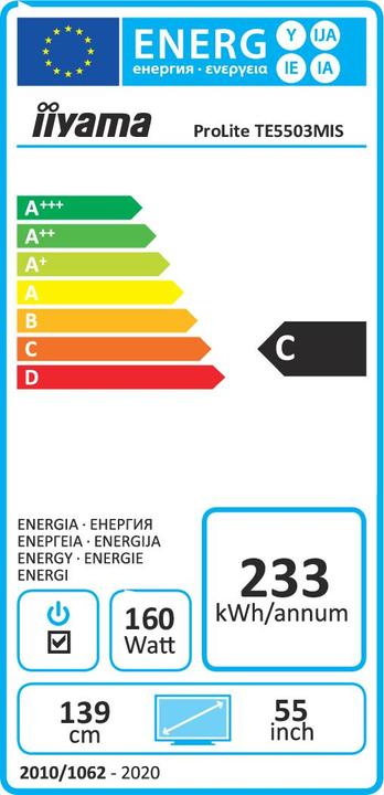 Energie-Label iiyama ProLite TE5503MIS-B1AG (3840 x 2160 Pixel, 54.65")