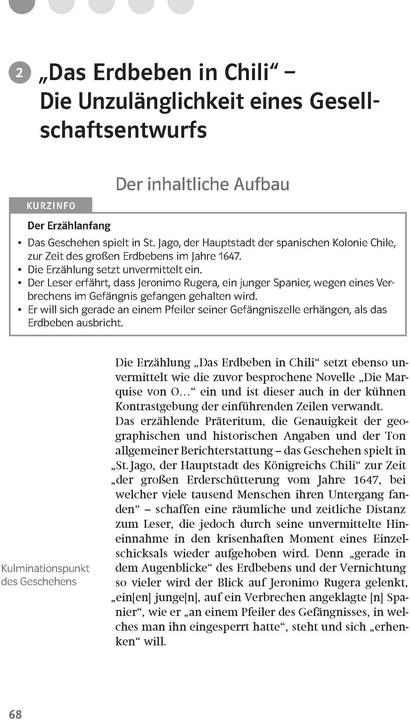 Actual product image Lektürehilfen Heinrich von Kleist "Die Marquise von O.../Das Erdbeben in Chili" (German, 2017)