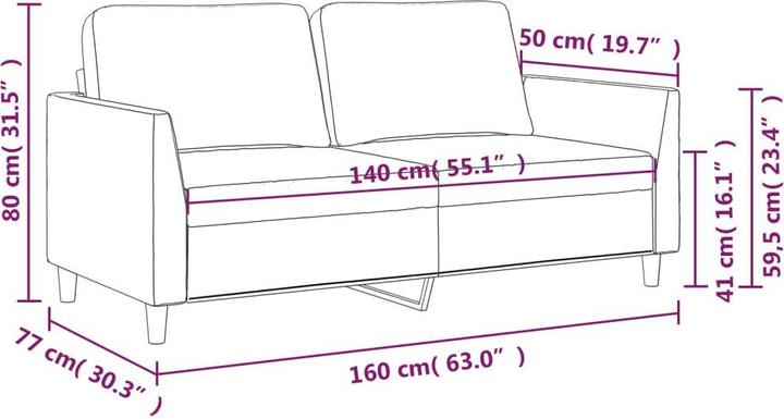 Immagine prodotto VidaXL Divano a 2 posti nero 140 cm in similpelle, colore (2 posti)