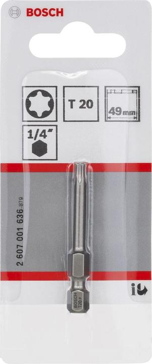 Produktbild Bosch Professional Zubehör Schrauberbit Extra-Hart T20, 49 mm, 1er-Pack (T 20)