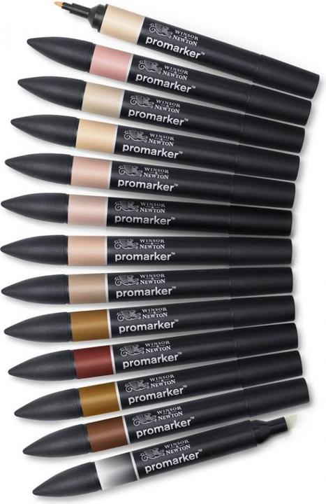 Actual product image Winsor & Newton Promarker skintones set 12+1pcs (Black, 13 x)
