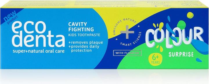 Immagine prodotto Ecodenta Dentifricio colorato a sorpresa per combattere la carie dei denti dei bambini (75 ml)