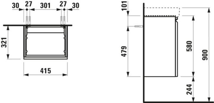 Produktbild Laufen Pro S Waschtischunterschrank, Scharnier links, zu Waschtisch H815961, 415x320x580mm, H4833010 (415 x 320 x 580 mm)