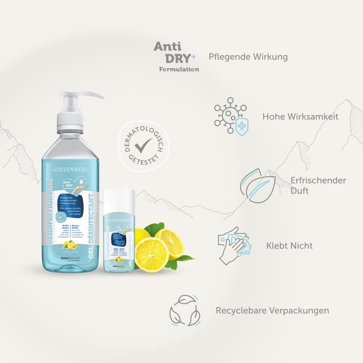 Produktbild Wiesenberg Hand Desinfektionsgel Fresh Lemon Gel (500 ml)