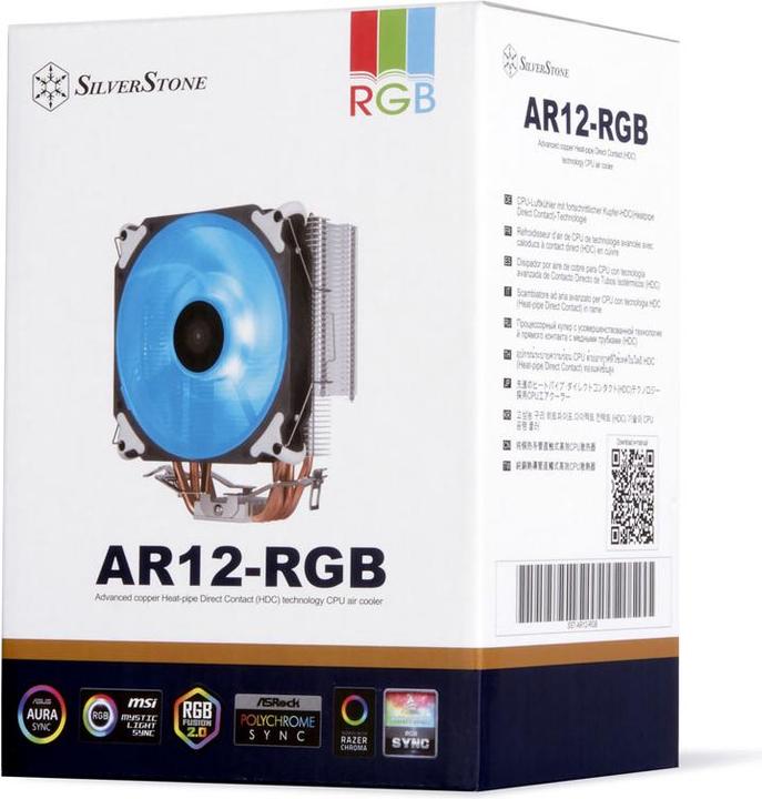 Immagine prodotto Silverstone Tecnologia SST-AR12-RGB - Raffreddatore per CPU ad argon con 4 heatpipe, heatpipe a contatto (154 mm)