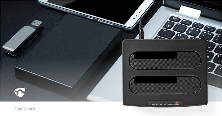 Immagine prodotto Nedis Docking station per hard disk | USB 3.2 Gen1 | USB Type-A | 2 hard disk | 2.5 / 3.5 " | USB 3.2