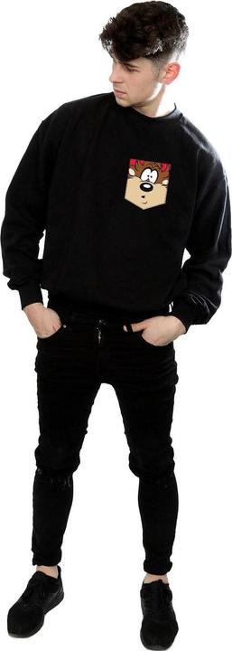 Actual product image Looney Tunes Mens Tasmanian Devil Face Faux Pocket Sweatshirt (XXL)