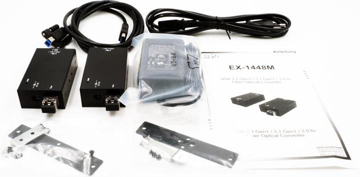 Produktbild Exsys 2 Port USB 3.2 Gen1 Extender mit Glasfaserkabel bis 300 Meter (USB-B, 2 Ports)