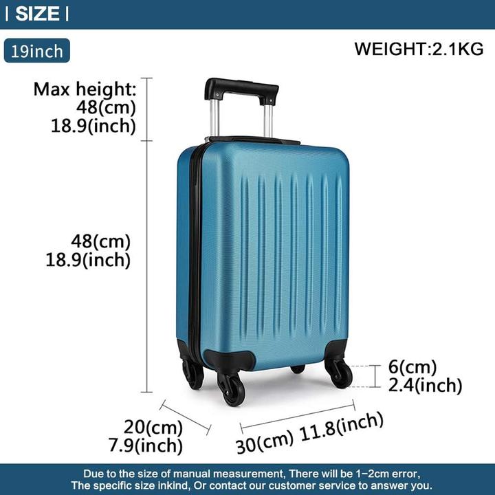 Immagine prodotto Kono Kofferset Trolley Hartschale mit 4 Rollen (85 l, Bagaglio a mano (fino a 50 litri), M (50 - 90l))