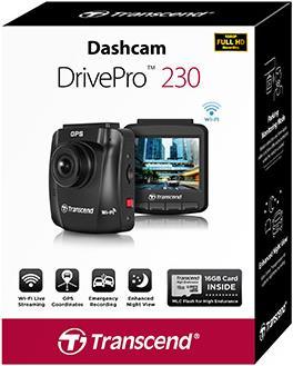 Image du produit Transcend Enregistreur vidéo de voiture DrivePro 230 (Écran intégré, Full HD)