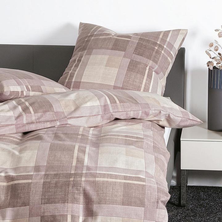 Actual product image Janine Fine fibre bed linen Davos 65159 natural mauve (Bedding set, 70 x 90 cm, 140 x 200 cm)