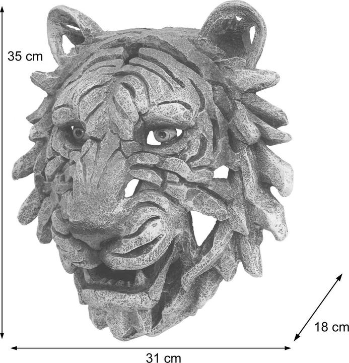 Produktbild Swisshandel24 Deko Schädel HWC-H41, Polyresin Wanddeko Kopf Trophäe, In-/Outdoor Tigerkopf 35cm (35 x 31 x 18 cm)