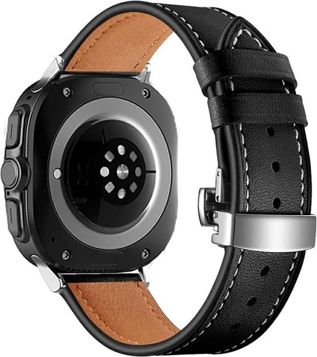 Image du produit Cover-Discount Galaxy Watch Ultra (47mm) - Bracelet de remplacement en cuir avec boucle papillon (Cuir)