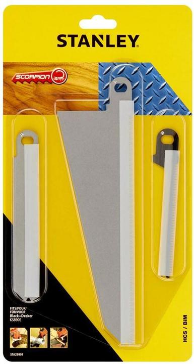 Image du produit Stanley Jeu de 3 lames de scie Scorpion, comprenant : 2 lames de scie HCS, pour le bois (X29961/X29971), 1