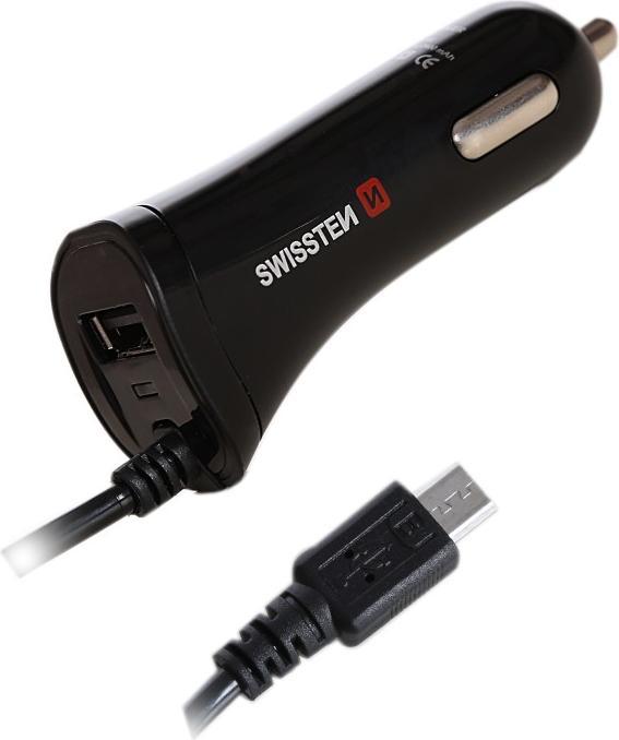 Actual product image Swissten USB Car Charger Micro USB and USB 2.4A Power
