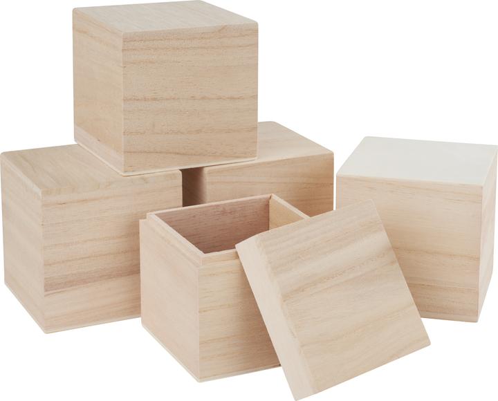 Image du produit VBS Boîte en bois "Cube", bois brut, env. 8 x 8 x 8 cm, 5 pièces (8 x 8 x 8 cm)