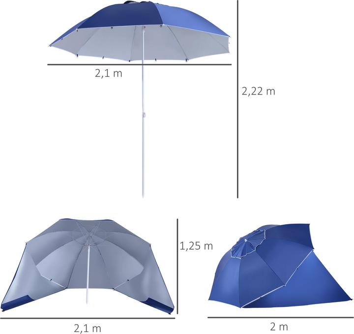 Image du produit Outsunny Parapluie de plage et tente de plage 2 en 1 (2.10 m)