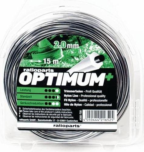 Immagine prodotto Ratioparts Filo di nylon Ottimale ( 4000722067 ) Spessore del filo 2,0 mm Lunghezza del filo 15 m (Pioniere delle erbacce, Lenza per tagliabordi + rocchetto di lenza)
