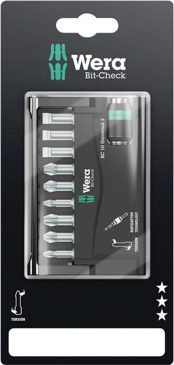 Produktbild Wera Bit-Check 10 Universal 3 SB (Kreuz Phillips PH M2, Kreuz Phillips PH M3, Kreuz Phillips PH M1)