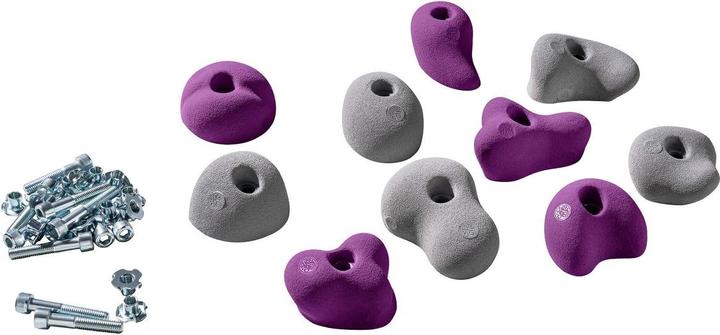 Image du produit Kletterbude Prises d'escalade pour enfants Kit complet StarterKids Sprösslinge, made in Germany (Violet-gris)