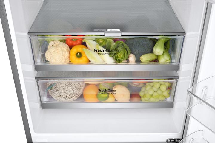 Produktbild LG GBB569NSAGB Kombinierter Kühlschrank 70cm, Klasse D, 462L, Wi-Fi, Kein Frost, Grau (462 l)
