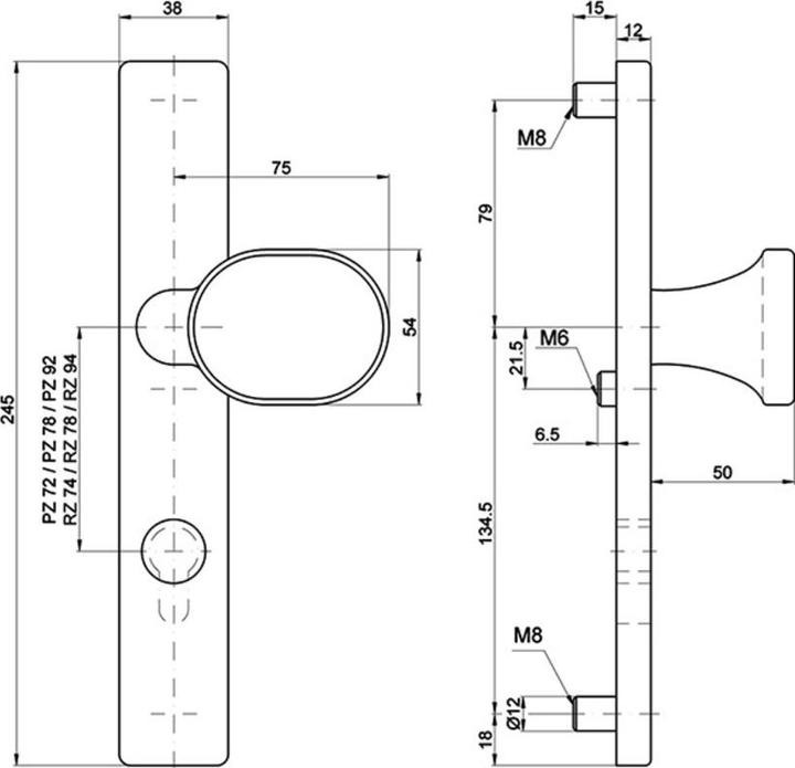 Actual product image MSL Button plates 5972 (Door knob)