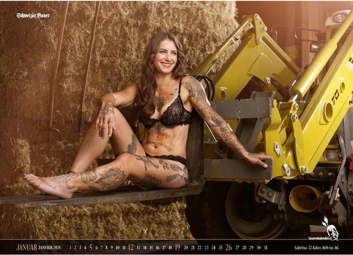Actual product image Swiss Farmers' Calendar Girls 2025 (56 x 40 cm, No binding, Italian, English, German, French)