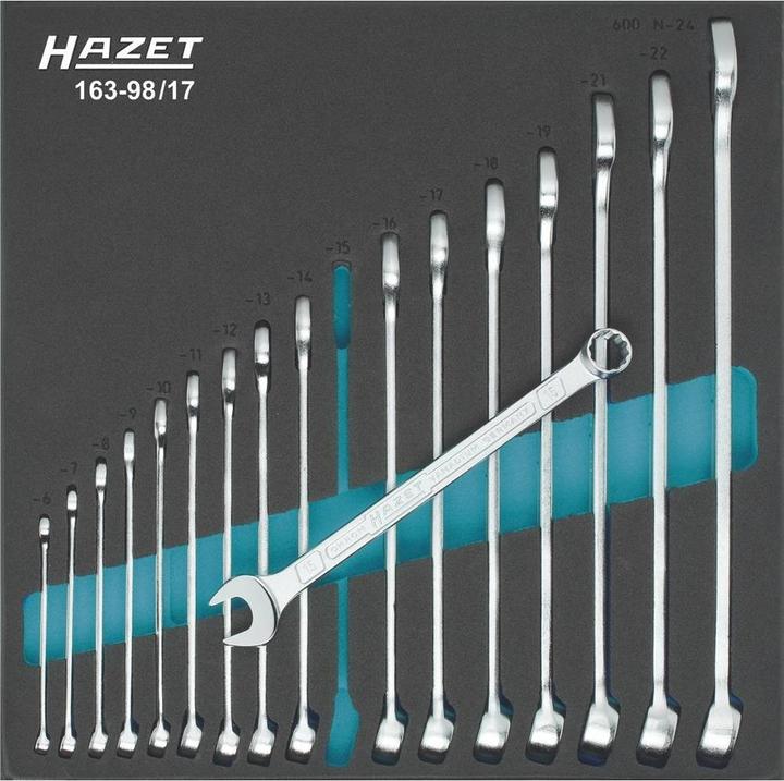 Produktbild HAZET Ring-Maulschlüssel Satz (7 mm, 8 mm, 9 mm, 10 mm, 11 mm, 12 mm, 13 mm, 14 mm, 15 mm, 16 mm, 17 mm, 18 mm, 19 mm, 21 mm, 22 mm, 24 mm)