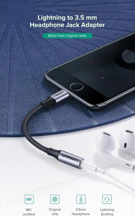 Actual product image Ugreen Lightning to 3.5mm Jack Adapter (Lightning, 3.5mm socket)