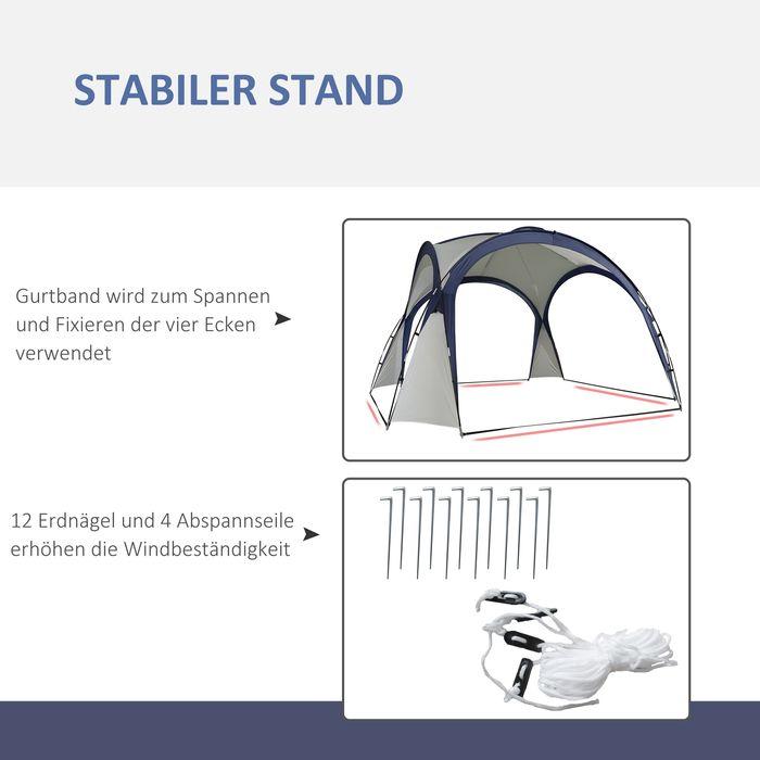Actual product image Swisshandel24 Marquee party tent sun protection weatherproof fibreglass pole + polyester cream white + blue 3.5 x (350 cm, 350 cm)