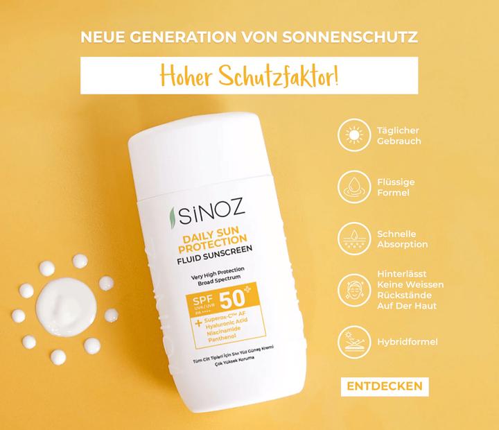 Produktbild Sinoz liquid sunscreen for all skin types (Sonnencreme, SPF 50+, 50 ml)