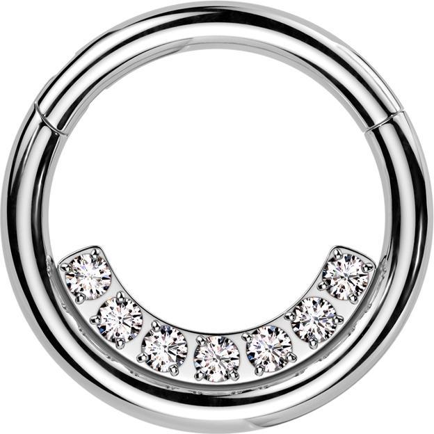 Star Piercing Micro Segmentring klappbar silber innen Kristalle silber (Chirurgenstahl 316L)