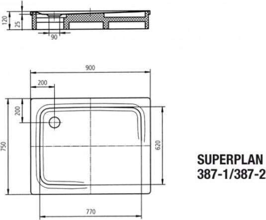 Actual product image Kaldewei Superplan Classic 387-2 75x90cm with polystyrene support