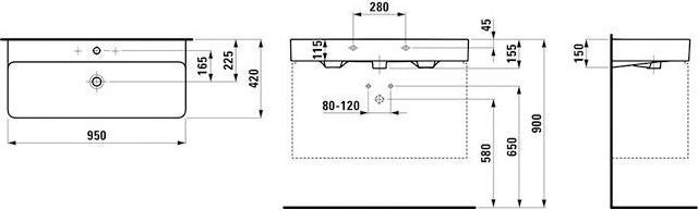 Image du produit Laufen Vasque VAL 95 cm blanc 8102874001041 (420 mm, 950 mm)