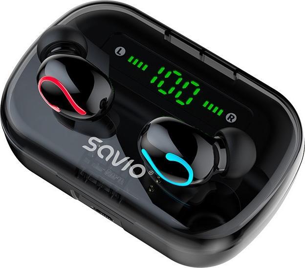 Actual product image Savio TWS-06 Bluetooth 5.0 + EDR Headphones & Headset in Ear Black (120 h, Wireless)