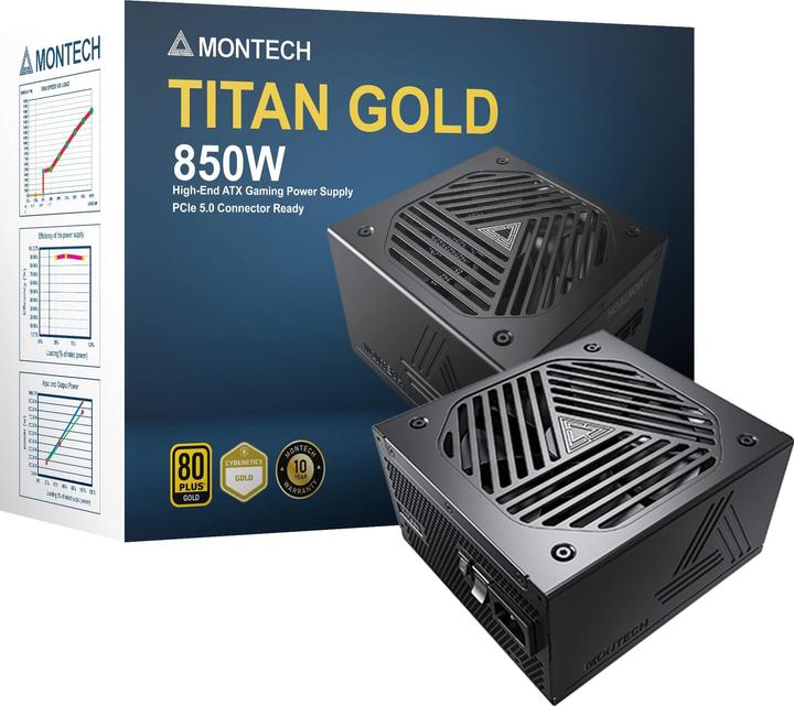 Image du produit Montech Titan 850W - 80 PLUS & Cybenetics Gold, modulaire, PCIe 5.0 - 850 Watt (850 W)