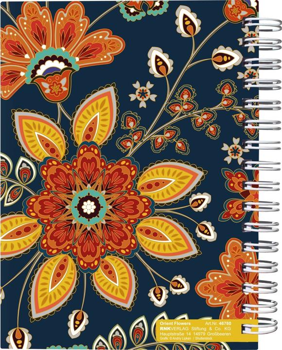 Actual product image Rnk Notebook with index A-Z "Orient Flowers", DIN A6, 48 sheets (A6, Lined, Hardcover)