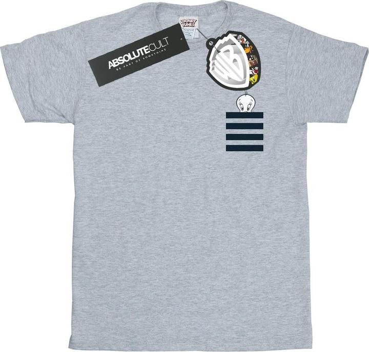 Actual product image Looney Tunes Mens Tweety Pie Striped Faux Pocket T-Shirt (M)