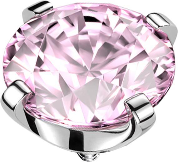 Actual product image Star Piercing Dermal Anchor silver crystal pink set (Titanium G23, without brass)