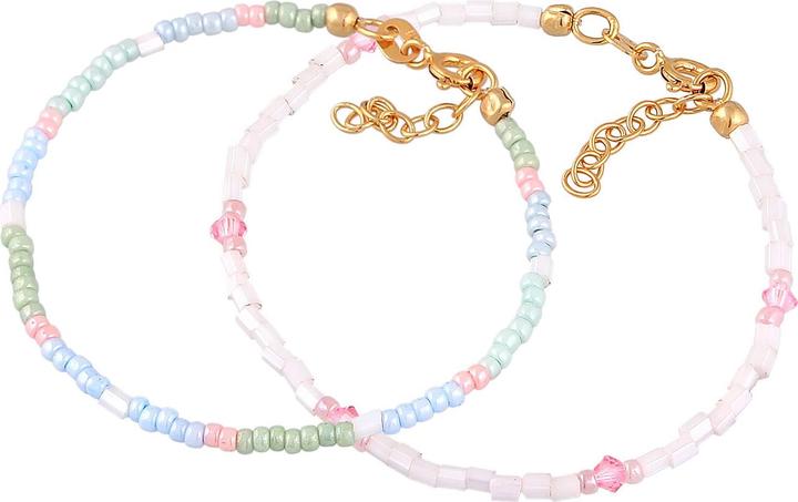 Actual product image Elli Bracelet Kids Glass Beads Pastel Set of 2 925 Silver (14 cm, 925 Sterling silver gold-plated, Glass crystal, Plastic, Glass)