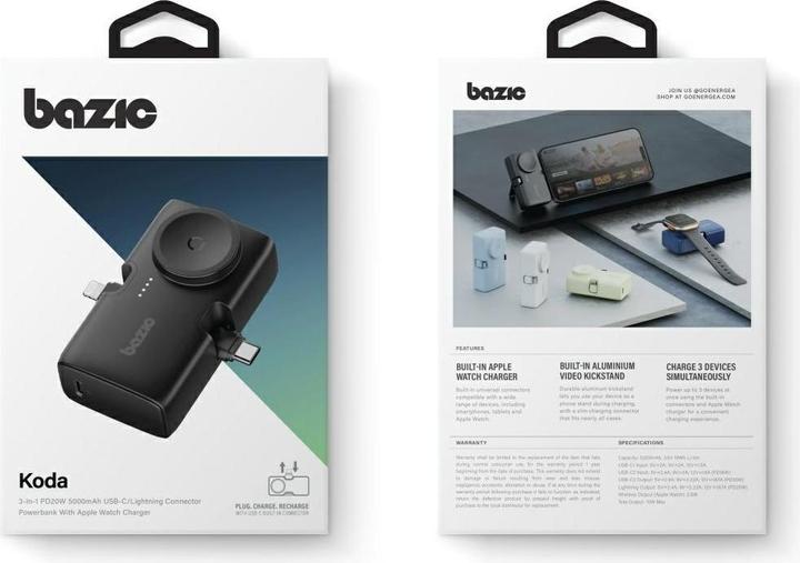Immagine prodotto Energea PowerBank 3in1 Bazic Koda 5000mAh PD20W USB-C/Lightning black (5000 mAh)