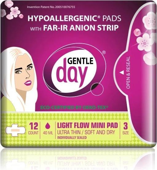 Produktbild Gentle Day Mini -Hygiene -Sanitärservietten mit Anionengürtel (Teenager) 12 Stcs - sanfter Tag (12 x, Damenbinden)