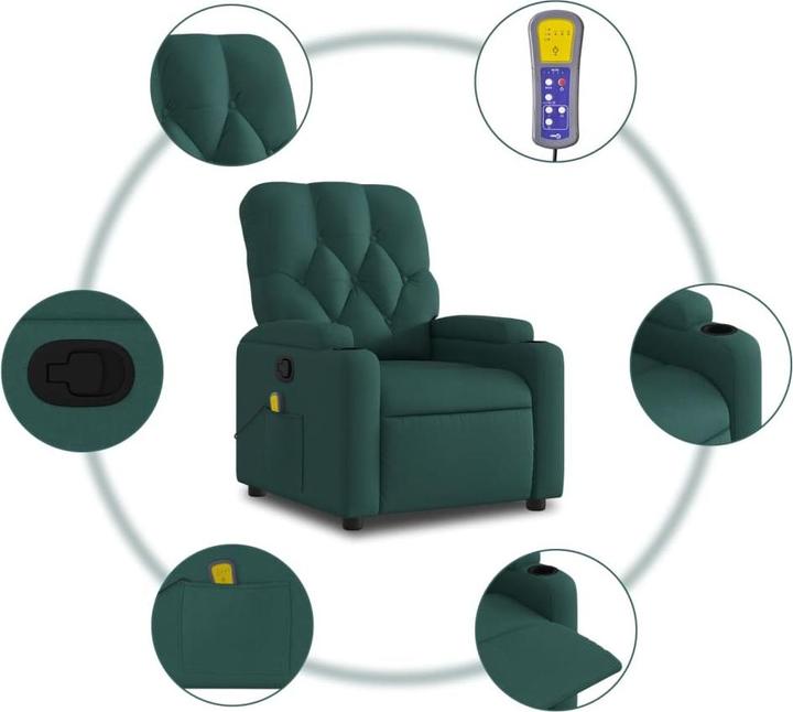 Image du produit VidaXL Fauteuil de massage vert foncé Tissu,Couleur : vert foncé,Matériaux
