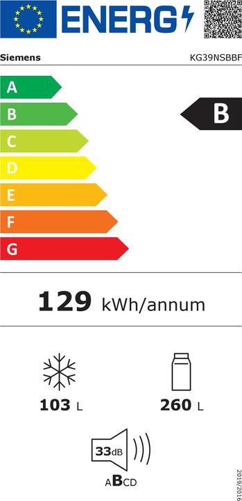 Energie-Label Siemens SIEM Stand-Kühl-Gefrierkombination (363 l)
