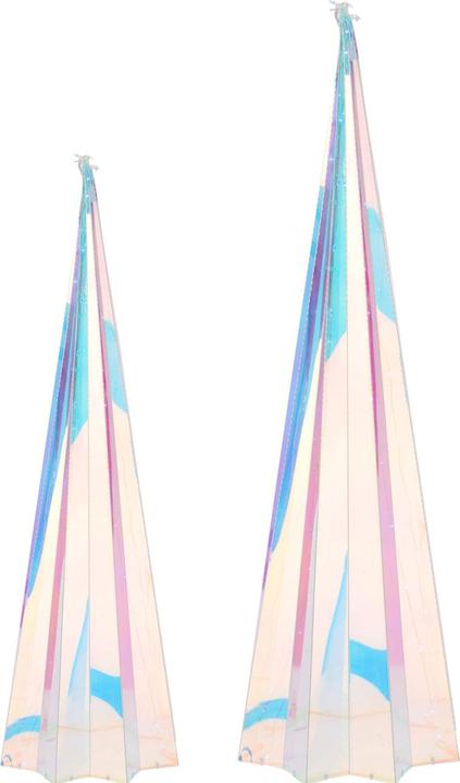 H & S Collection Pyramide arc-en-ciel avec base en forme d'étoile, avec lumières micro-LED, 2 tailles, lot de 2