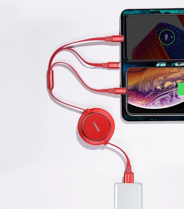 Actual product image Baseus 3in1 extendable cable (1.20 m, USB 3.2 Gen 1)